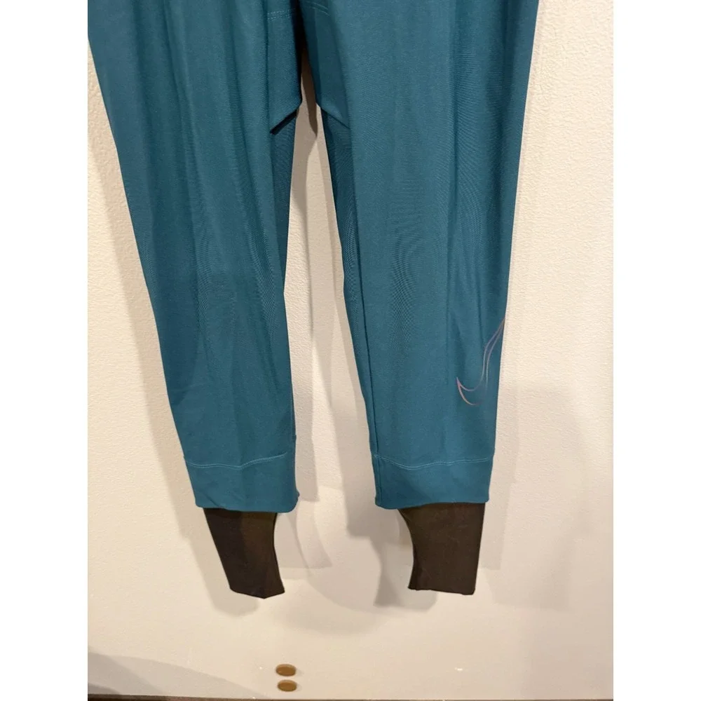 Nike Victory Luxe Swim Leggings‎ Women's S Dark Teal Stretch Swoosh Logo UPF 40+